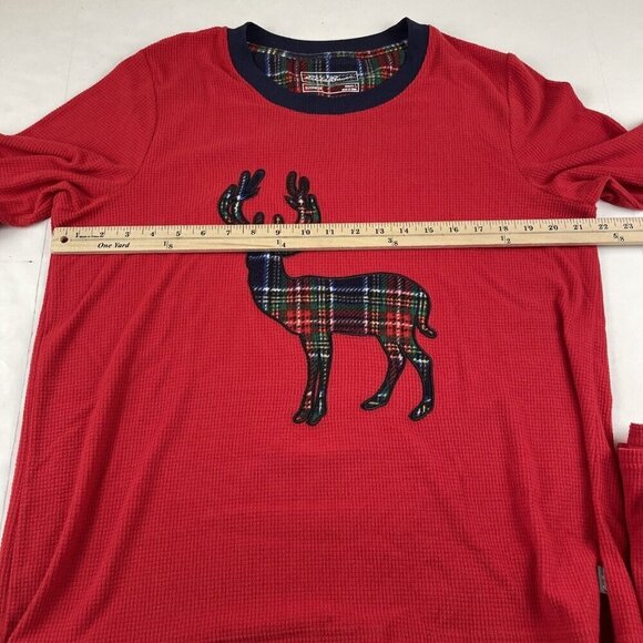 Eddie Bauer Sleepwear Tops Women’s L/Men’s L Lot Of 2 Soft Waffle Knit Moose Red - Picture 6 of 9